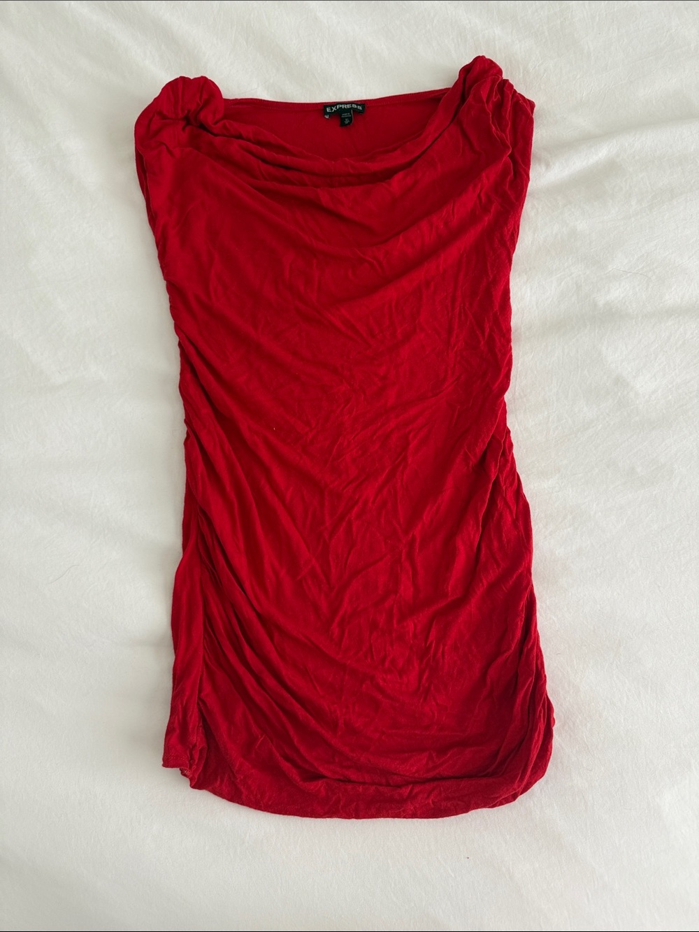Express Red Ruched Sleeveless Tank